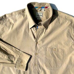 Men’s Haupt Khaki Long Sleeve 100% Cotton Button Down Shirt Germany XXL 18 45/46
